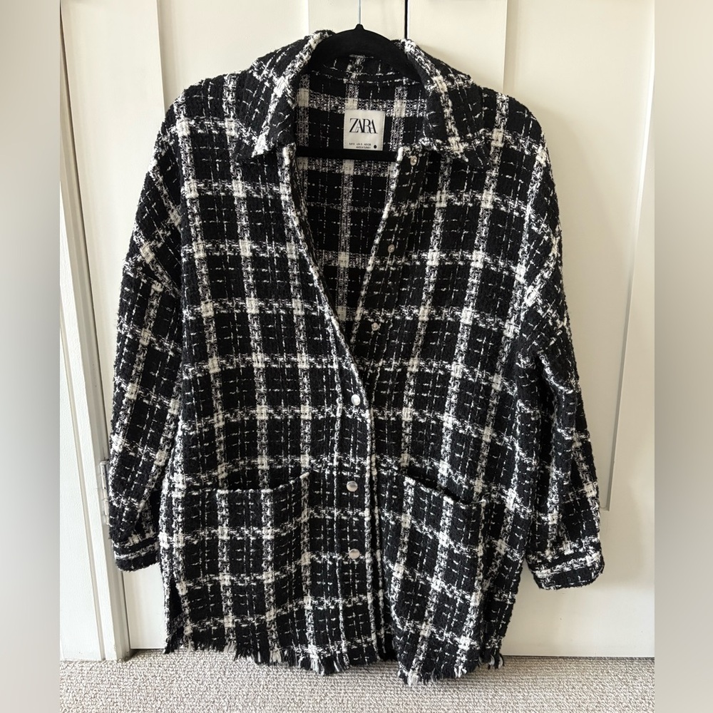 Zara Women's Monochrome Checkered Blazer
